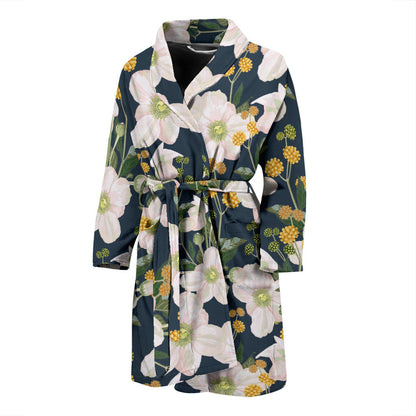Anemone Pattern Print Design AM04 Men Bathrobe