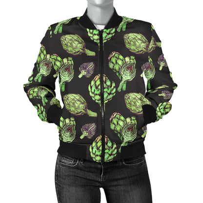 Artichoke Pattern Print Design 02 Women's Bomber Jacket