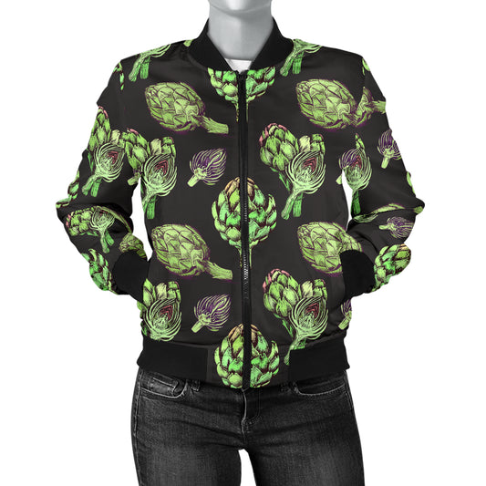 Artichoke Pattern Print Design 02 Women's Bomber Jacket