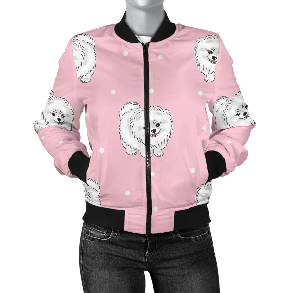 Pomeranians Pattern Print Design A02 Women's Bomber Jacket