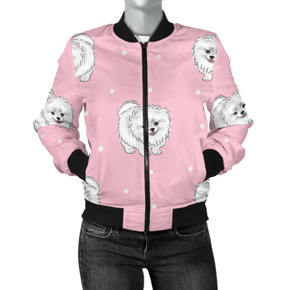 Pomeranians Pattern Print Design A02 Women's Bomber Jacket