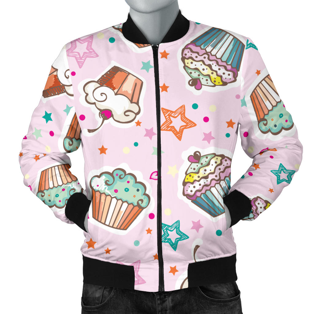 Cupcake Pattern Print Design CP03 Men Bomber Jacket