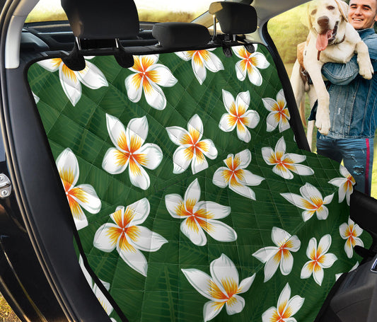 White Plumeria Pattern Print Design PM020 Rear Dog  Seat Cover