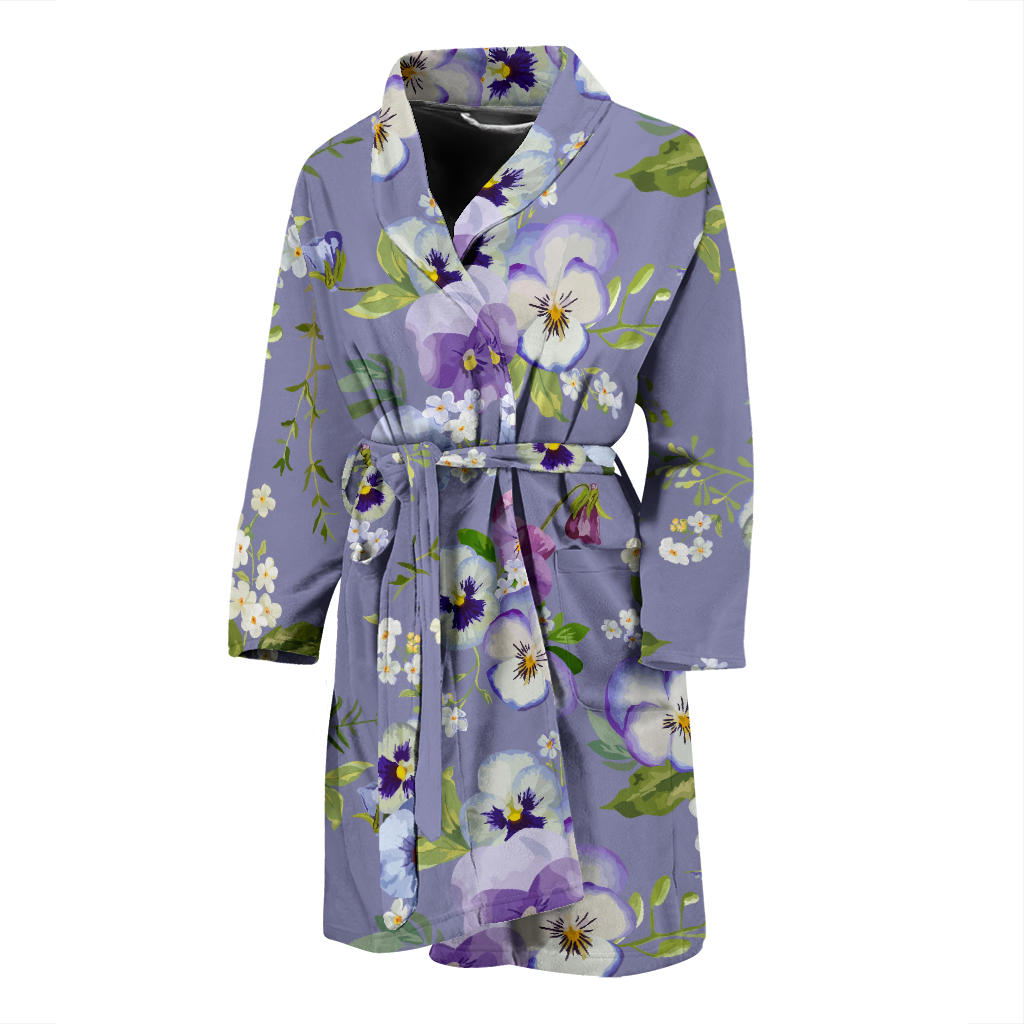 Pansy Pattern Print Design PS05 Men Bathrobe