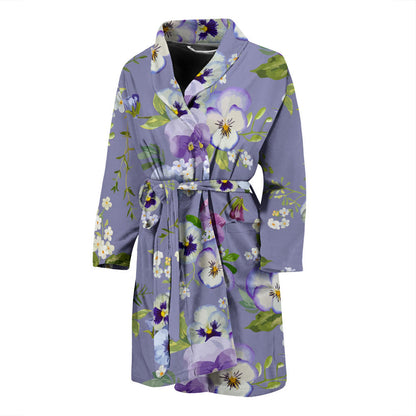 Pansy Pattern Print Design PS05 Men Bathrobe