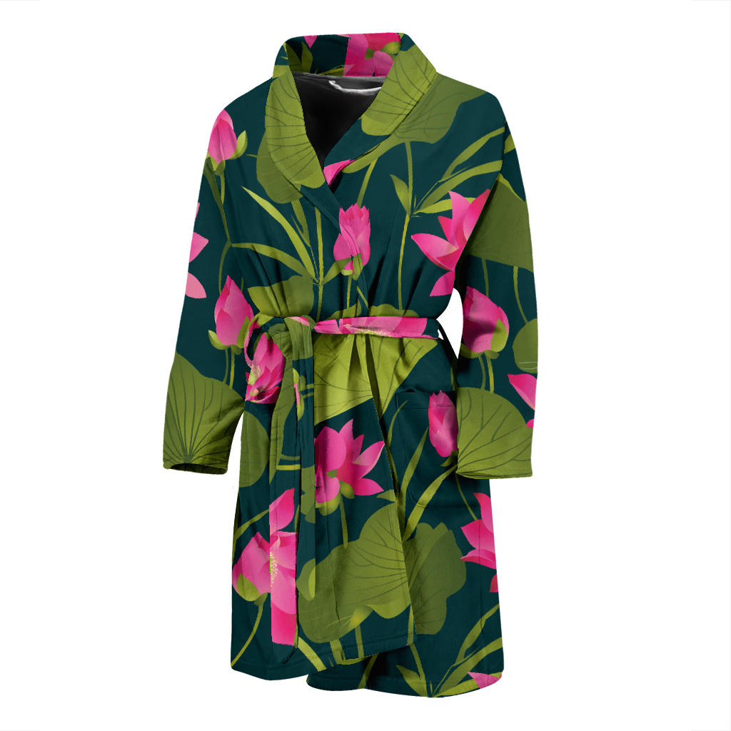 Water Lily Pattern Print Design WL09 Men Bathrobe