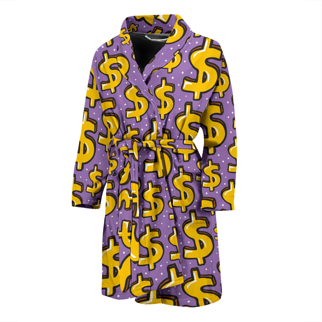 Dollar Pattern Print Design DO01 Men Bathrobe