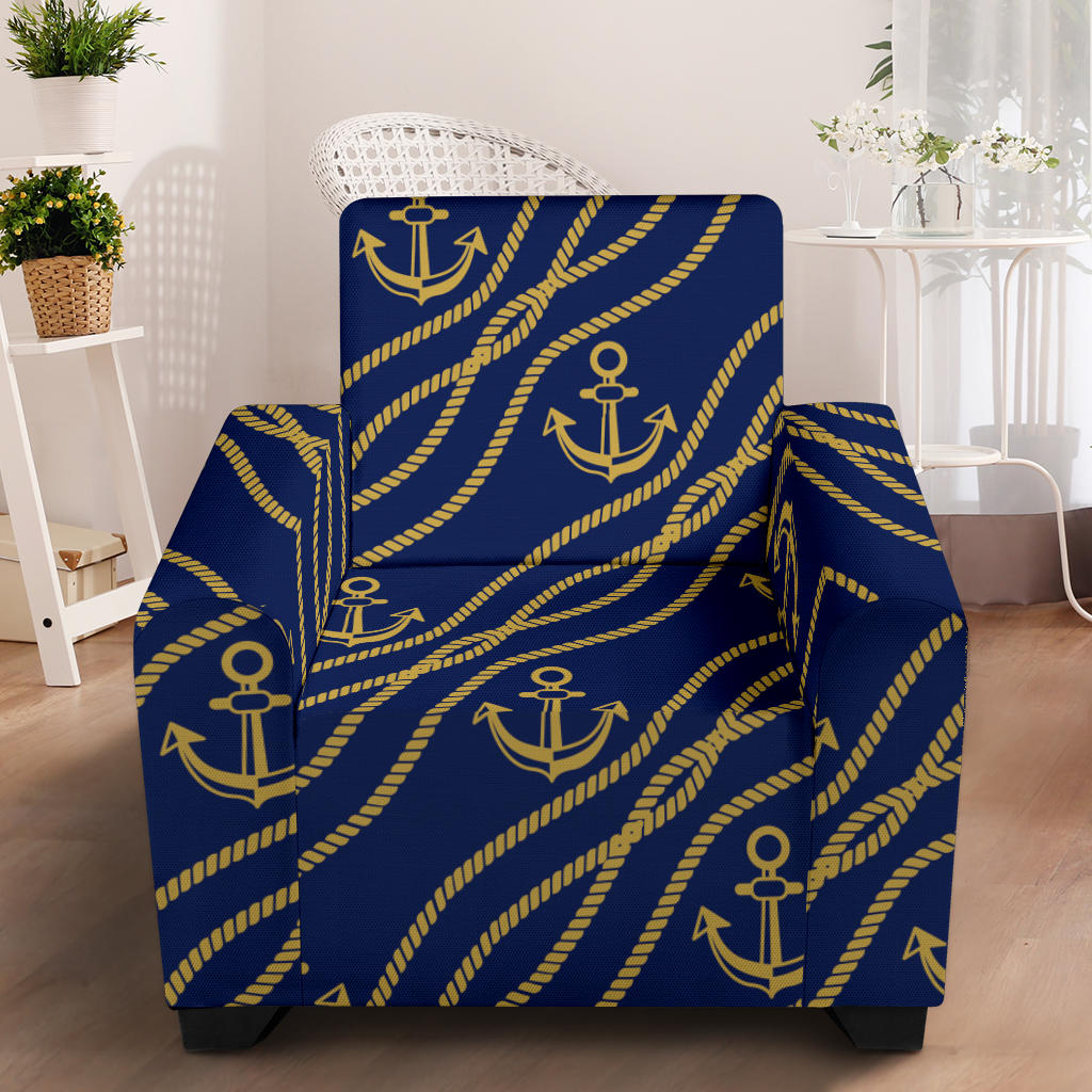 Nautical Anchor Rope Pattern Armchair Slipcover