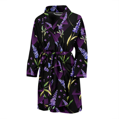 Lavender Pattern Print Design LV07 Men Bathrobe
