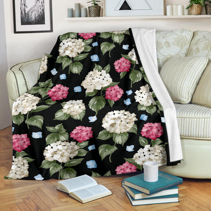 Hydrangea Pattern Print Design HD09 Fleece Blanket