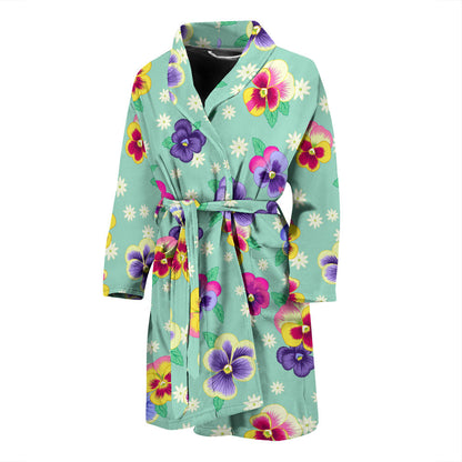 Pansy Pattern Print Design PS08 Men Bathrobe
