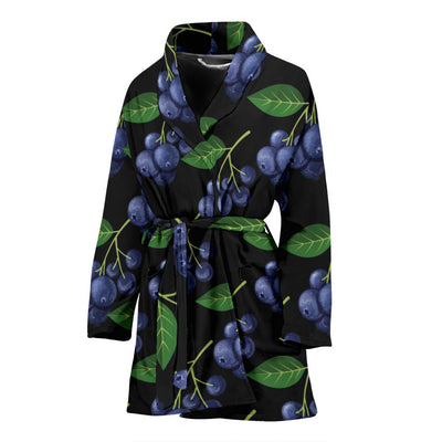 Blueberry Pattern Print Design BB01 Women Bathrobe