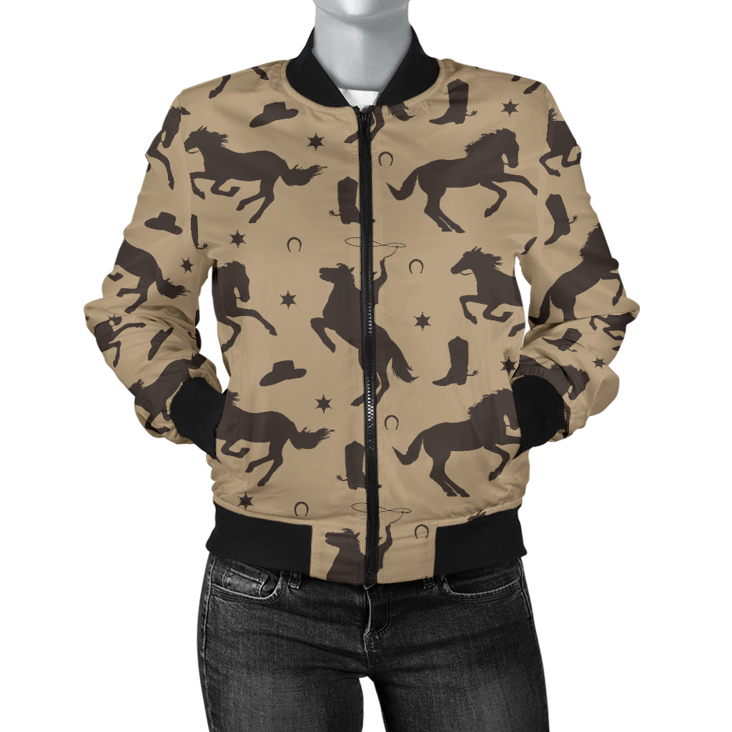 Cowboy Pattern Print Design 05 Women's Bomber Jacket