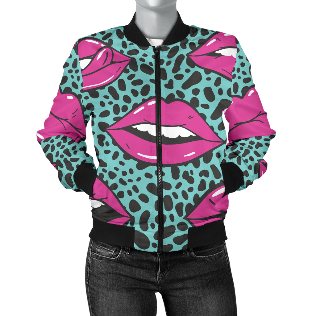 Lip Pattern Print Design 04 Women's Bomber Jacket