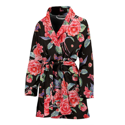 Camellia Pattern Print Design CM03 Women Bathrobe