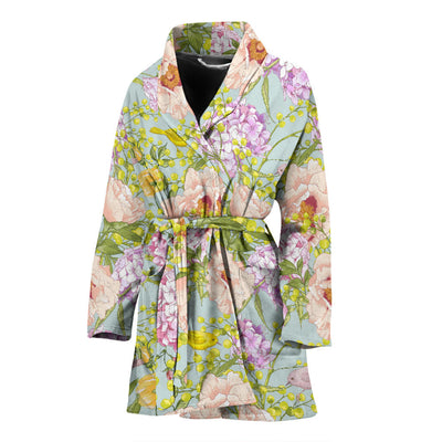 Hydrangea Pattern Print Design HD02 Women Bathrobe