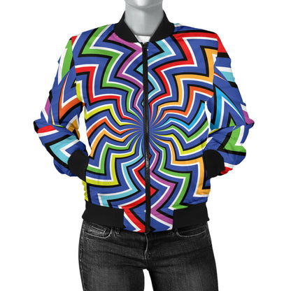 Optical illusion Pattern Print Design A02 Women's Bomber Jacket