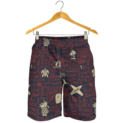 Hawaiian Themed Pattern Print Design H017 Mens Shorts