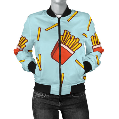 French Fried Pattern Print Design 02 Women's Bomber Jacket