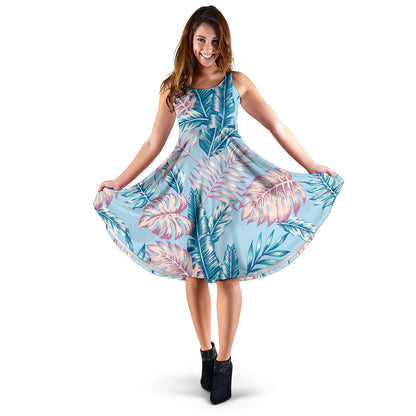 Tropical Flower Pattern Print Design TF01 Midi Dress