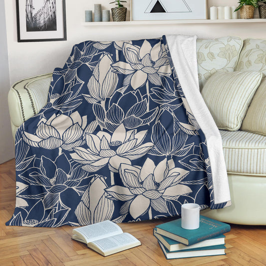 Water Lily Pattern Print Design WL04 Fleece Blanket
