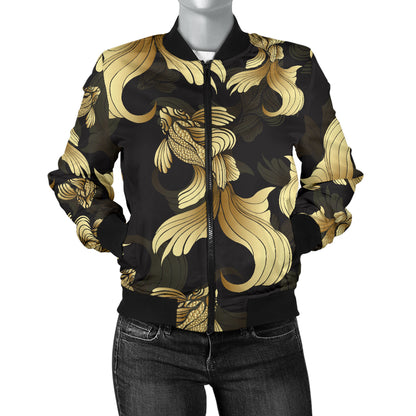 Goldfish Pattern Print Design 02 Women's Bomber Jacket