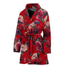 Rose Red Pattern Print Design RO07 Women Bathrobe