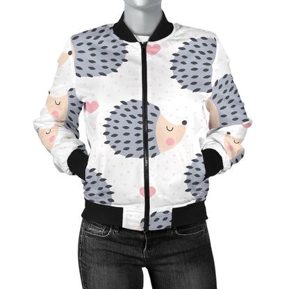 Hedgehog Baby Pattern Print Design 03 Women's Bomber Jacket