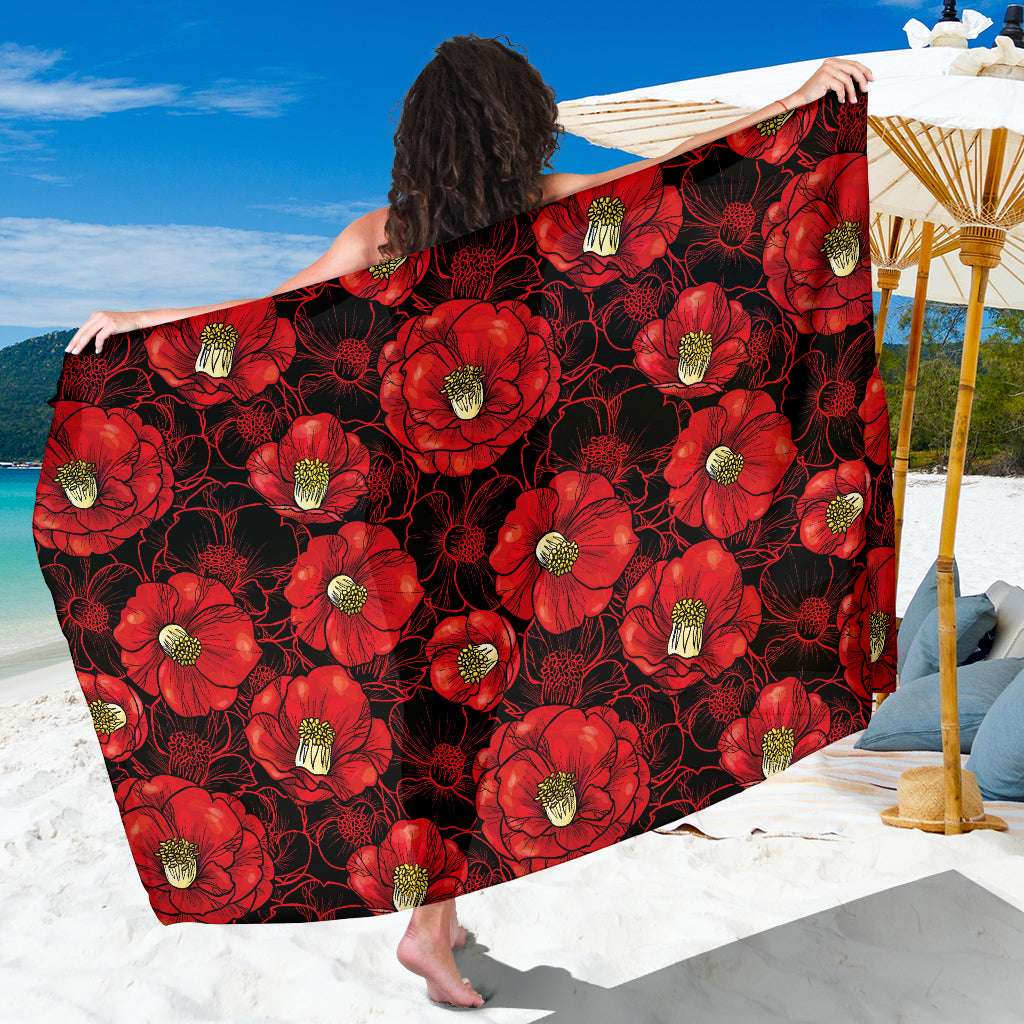 Camellia Pattern Print Design CM06 Sarong Pareo Wrap