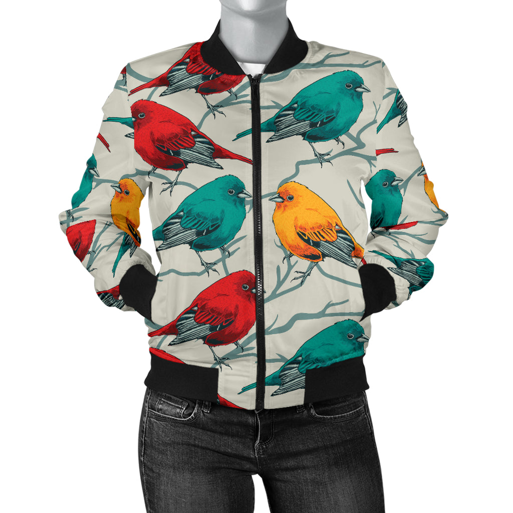 Birds Pattern Print Design 04 Women's Bomber Jacket