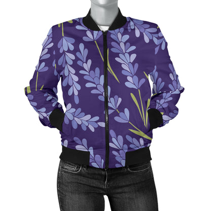 Lavender Pattern Print Design 03 Women's Bomber Jacket