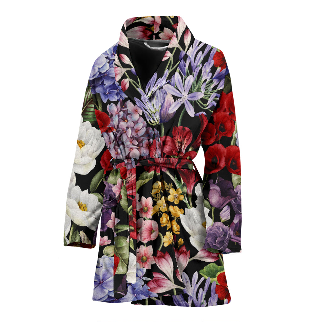 Summer Floral Pattern Print Design SF04 Women Bathrobe