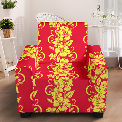 Orange Hibiscus Pattern Print Design HB018 Armchair Slipcover