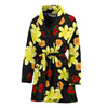 Yellow Plumeria Pattern Print Design PM04 Women Bathrobe