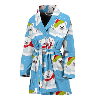 Polar Bear Pattern Print Design PB05 Women Bathrobe