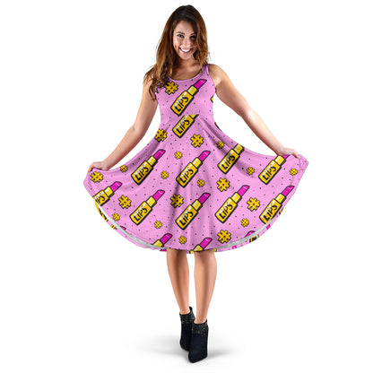 Lipstick Pattern Print Design LT03 Midi Dress