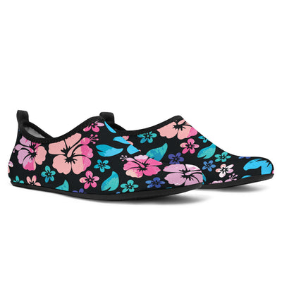 Pink Hibiscus Hawaiian Flower Aqua Water Shoes