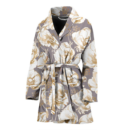 Anemone Pattern Print Design AM05 Women Bathrobe