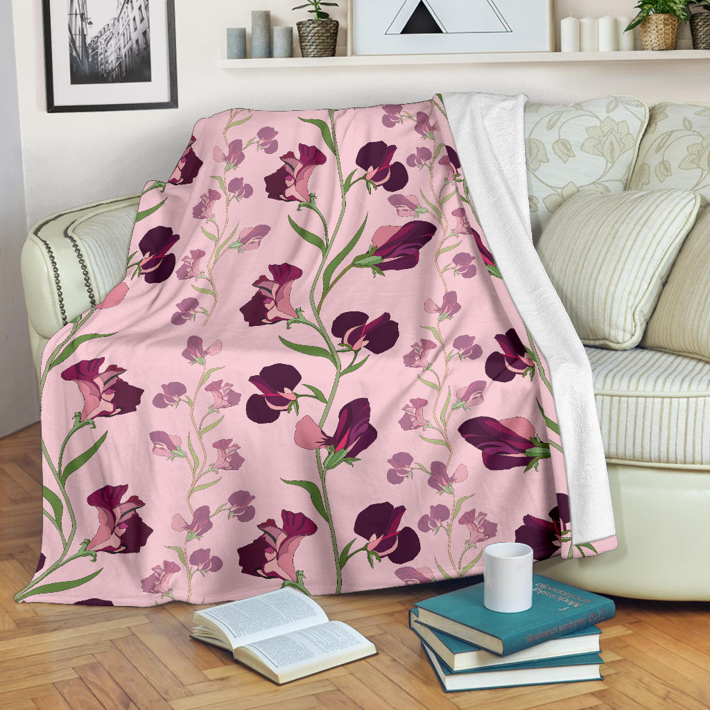 Peony Pattern Print Design PE09 Fleece Blanket