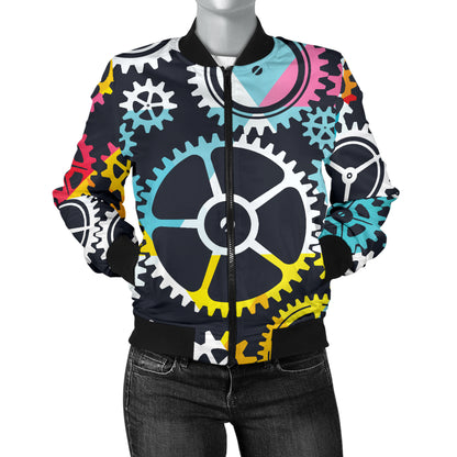 Mechanic Pattern Print Design 02 Women's Bomber Jacket