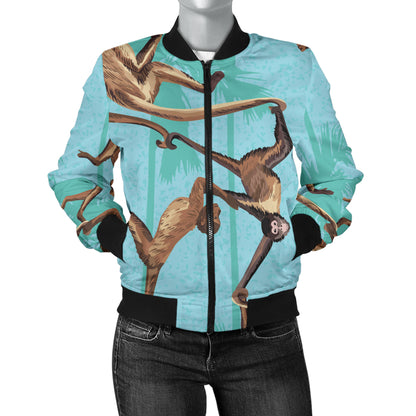 Monkey Pattern Print Design 04 Women's Bomber Jacket