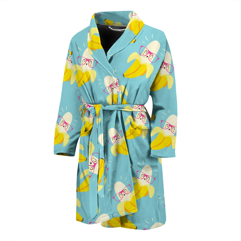 Banana Pattern Print Design BA07 Men Bathrobe