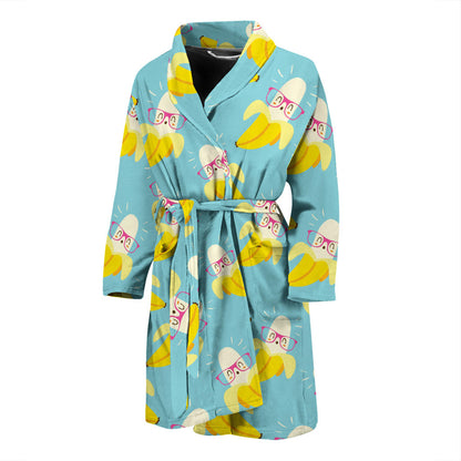 Banana Pattern Print Design BA07 Men Bathrobe