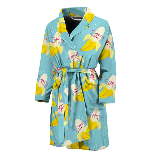 Banana Pattern Print Design BA07 Men Bathrobe