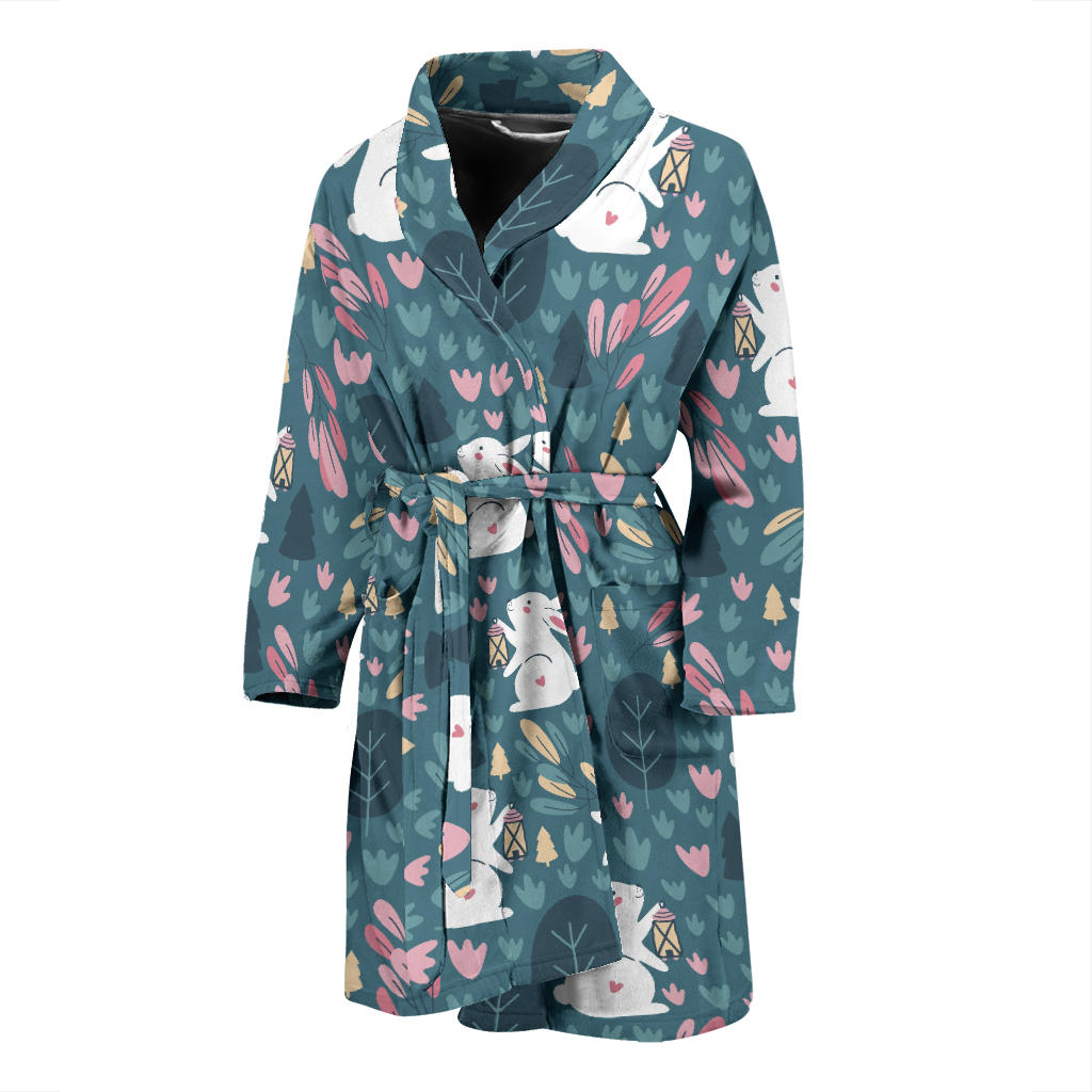 Rabbit Pattern Print Design RB013 Men Bathrobe