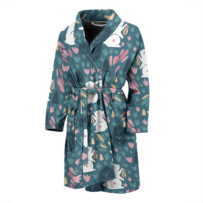 Rabbit Pattern Print Design RB013 Men Bathrobe
