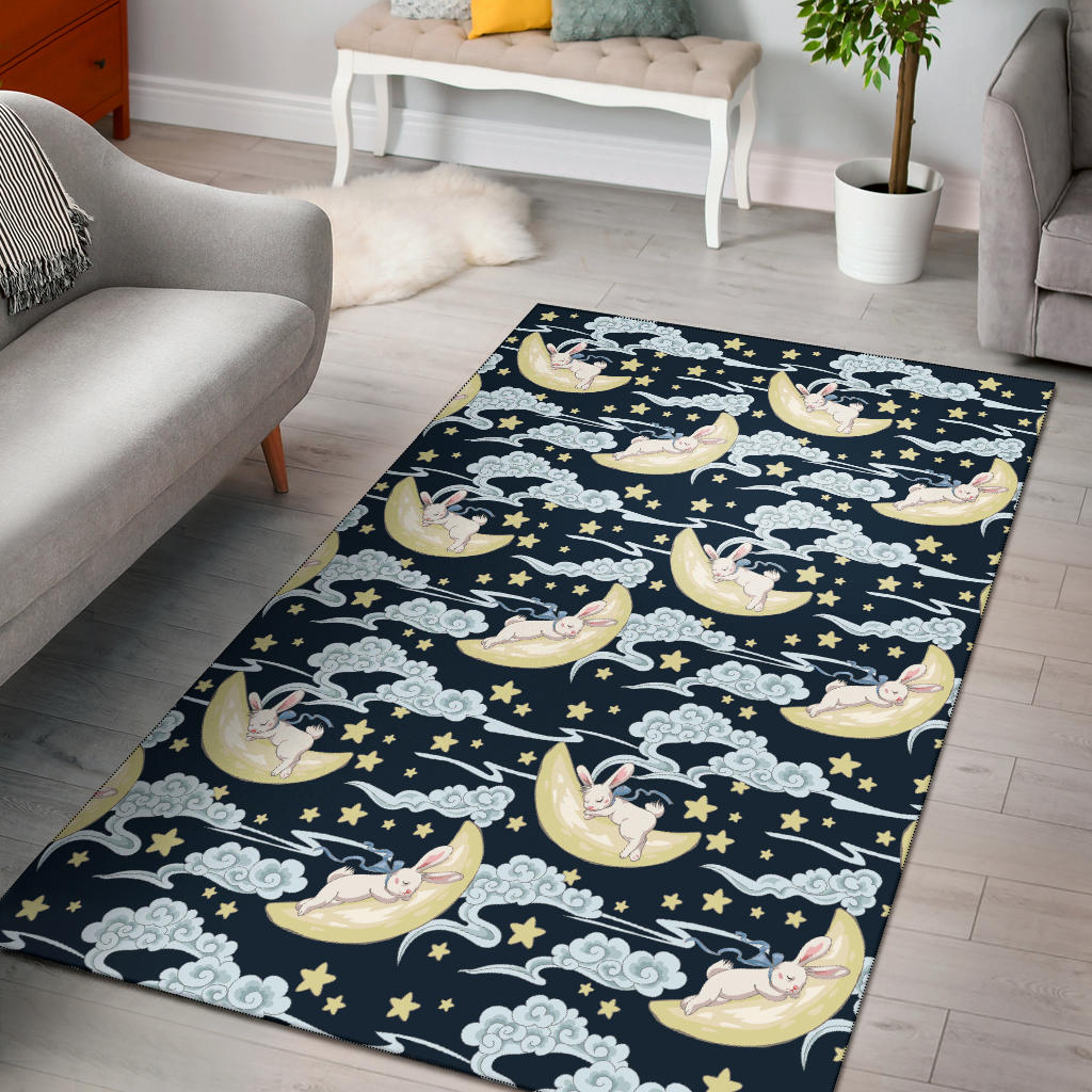 Rabbit Sleeping Pattern Print Design RB08 Area Rugs