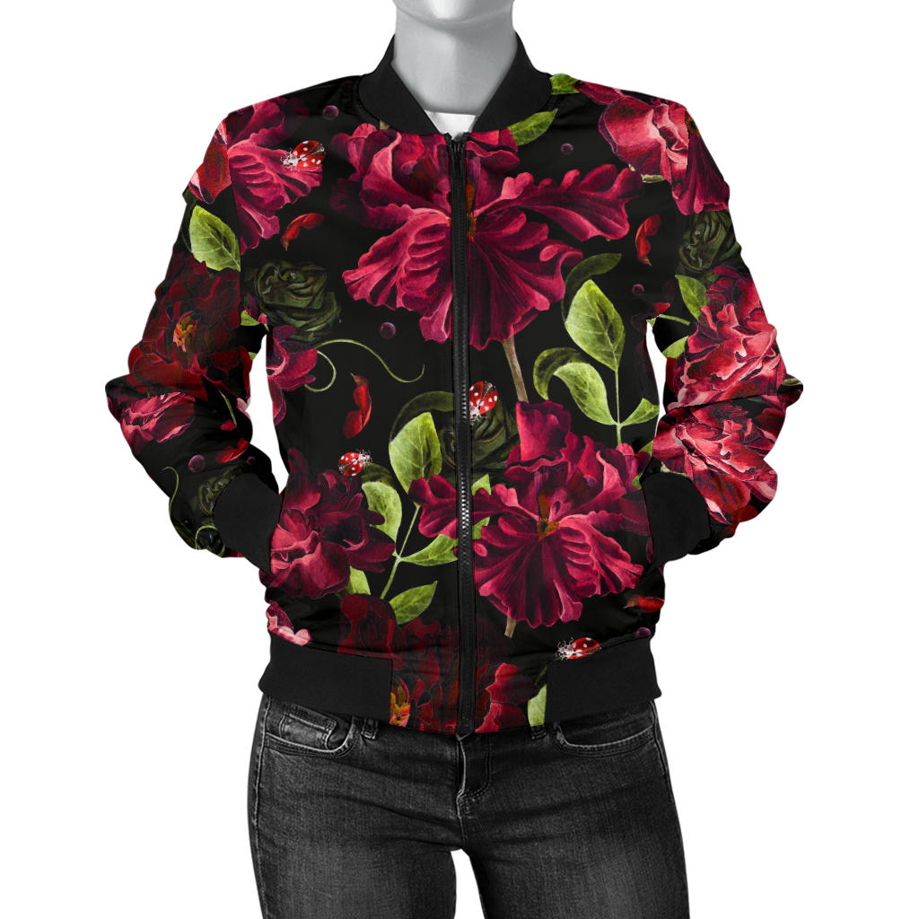 Iris Pattern Print Design IR03 Women Bomber Jacket