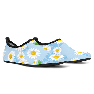 Daisy Pattern Print Design DS010 Aqua Water Shoes