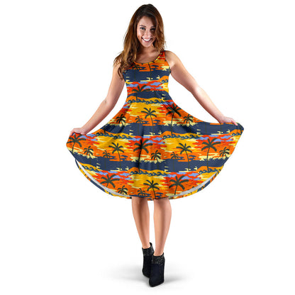 Palm Tree Pattern Print Design PT010 Midi Dress